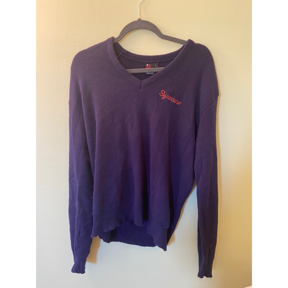 Retro Navy Blue SYRACUSE V Neck Sweater